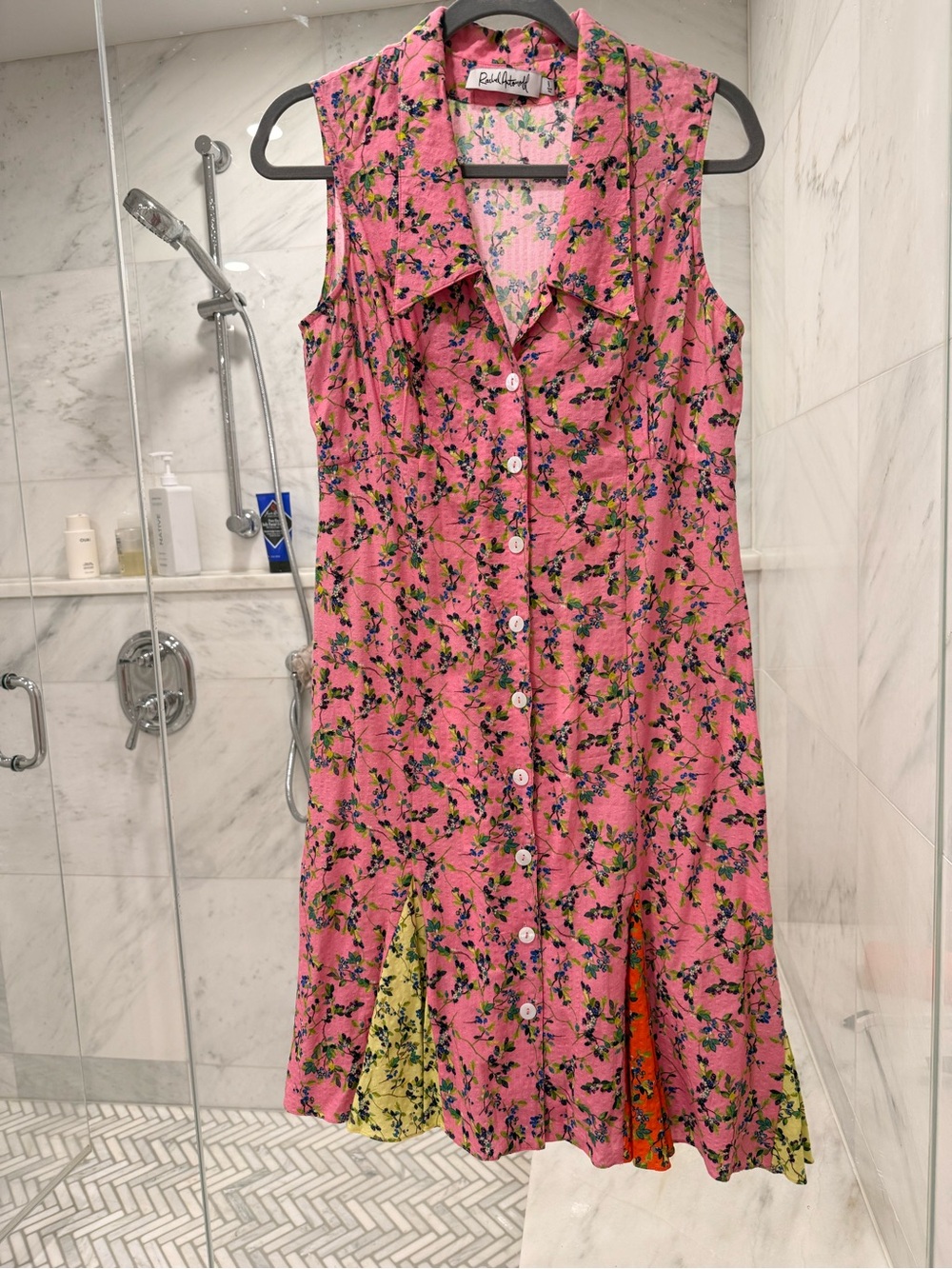 Rachel Antonoff Pink Floral Button-Front Midi Dress